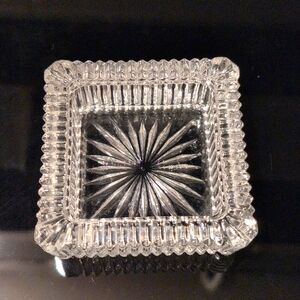Vintage Square Crystal Ashtray With Star Design. 3.5'"X 3.5'"